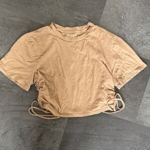 Universal Thread Beige Cinched Side Crop Tee